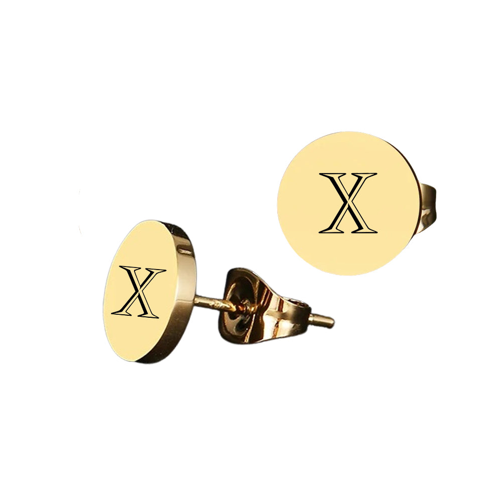 Goudkleurige Initial Stud Oorbellen van BLESSH – minimalistisch design, 4 mm, personaliseerbaar met initiaal of symbool