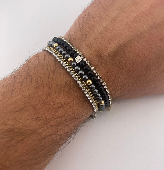 Hematite Bracelet Elba - 14K Gold (4mm)